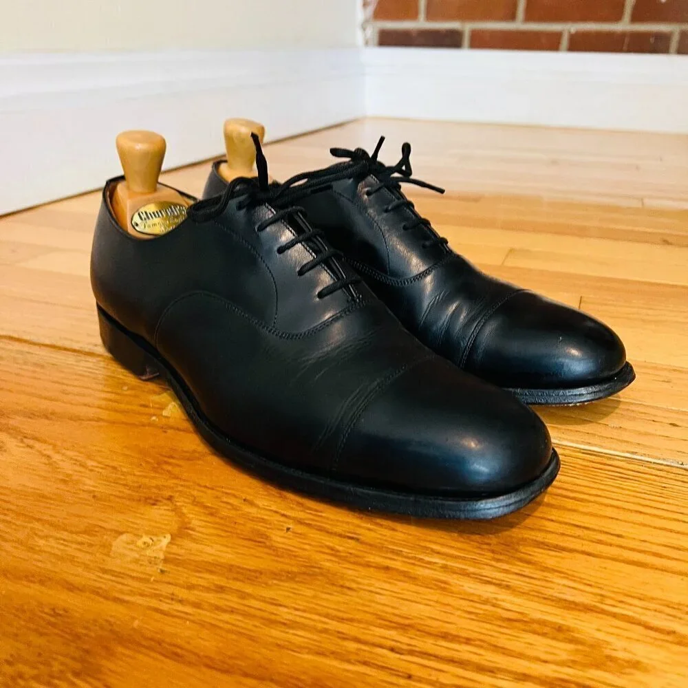 Church's Men's Black Leather Cap Toe Oxford Shoes US 8.5 Made in England